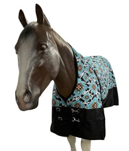 HIGH NECK HORSE RAINSHEET 1200 Denier - Cow Aztec Aqua Print