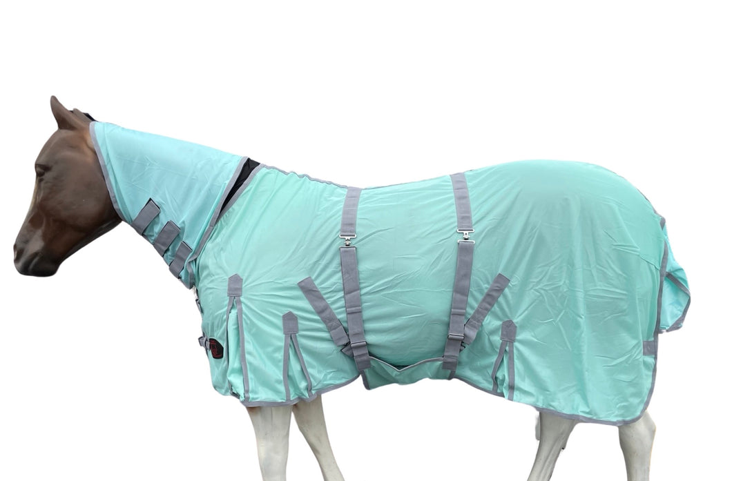 Horse Fly Sheet With Neck and Belly ( Superior Heavyduty Mesh )- Pastel Green