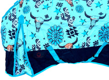 Heavy Weight Horse Winter Turnout Blanket  ( With Detachable Hood ) 1200 Denier with 300 GSM Fill - (Wild-West-Longhorn-Print)